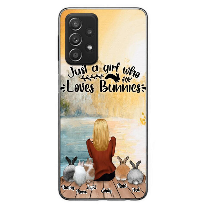 Custom Personalized Rabbit Mom Phone Case - Upto 5 Rabbits - Gift Idea For Rabbit Lovers - Just A Girl Who Loves Bunnies - Case for Samsung Galaxy A