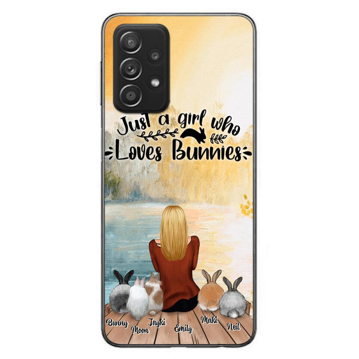 Custom Personalized Rabbit Mom Phone Case - Upto 5 Rabbits - Gift Idea For Rabbit Lovers - Just A Girl Who Loves Bunnies - Case for Samsung Galaxy A