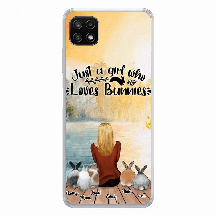 Custom Personalized Rabbit Mom Phone Case - Upto 5 Rabbits - Gift Idea For Rabbit Lovers - Just A Girl Who Loves Bunnies - Case for Samsung Galaxy A