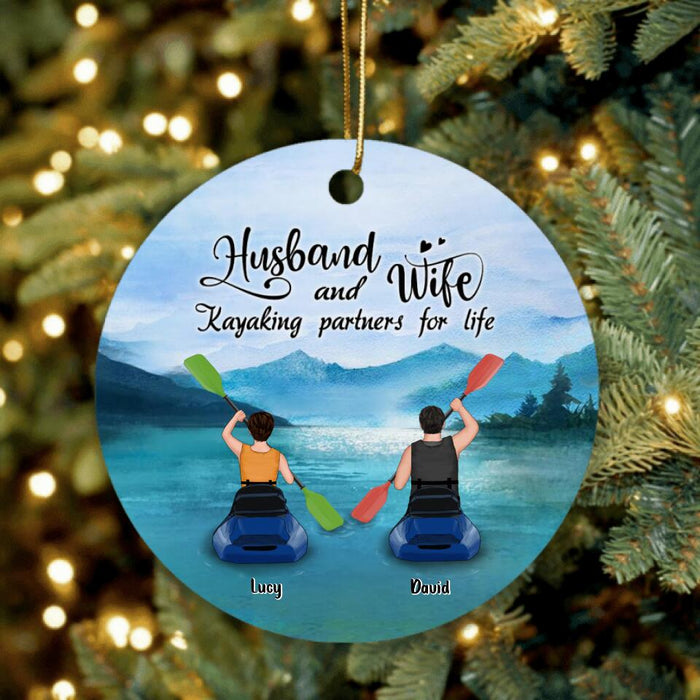 Personalized Kayak Couple Ornament - Man/ Woman/ Couple - Husband And Wife Kayaking Partners For Life - FKUJGV