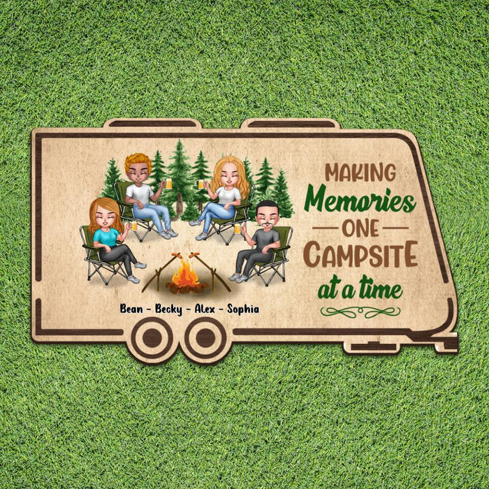 Custom Personalized Camper Area Doormat - Gift For Camping Lovers/ Friends with 4 People - Making Memories One Campsite At A Time