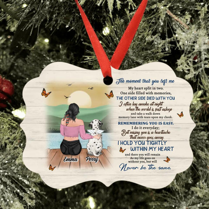 Custom Personalized Memorial Pet Ornament - Adult/ Couple With Upto 4 Pets - Memorial Gift Idea For Dog/ Cat Owners - The Moment That You Left Me