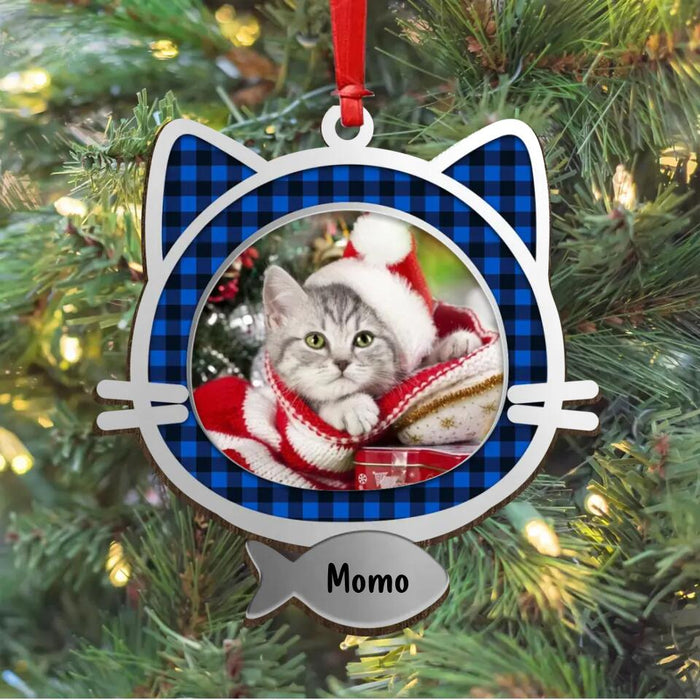 Custom Personalized Cat Photo Wooden Ornament - Christmas Gift Idea For Cat Lovers