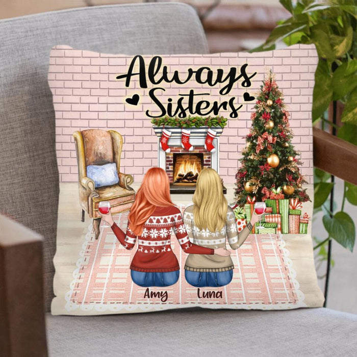 Custom Personalized Sisters Quilt/Fleece Blanket & Pillow Cover - Upto 5 Girls - Best Gift For Sisters/Friends - Always Sisters