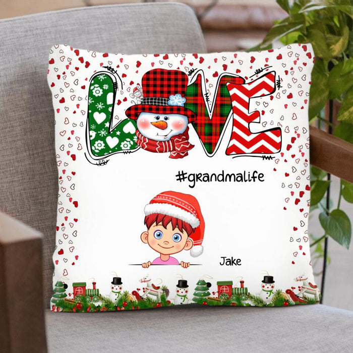 Custom Personalized Grandmalife Pillow Cover - Upto 6 Kids - Christmas Gift For Grandma