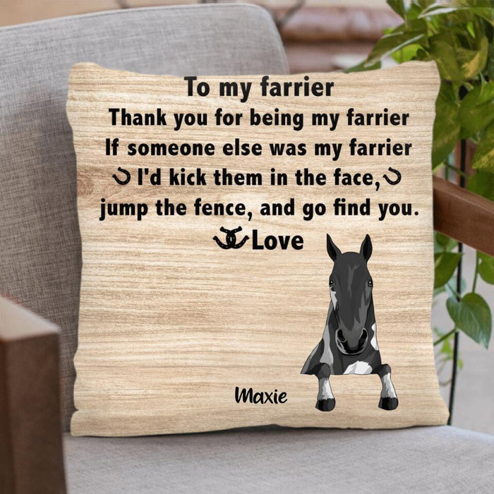 Custom Personalized To My Farrier From Horses Pillow Cover - Upto 4 Horses - Gift Idea For Horse Lover