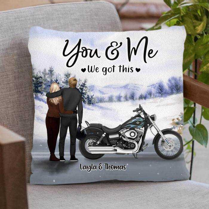 Custom Personalized Couple And Motorcycle Quilt/Fleece Blanket & Pillow Cover - Best Gift For Couple - Riding Partners For Life