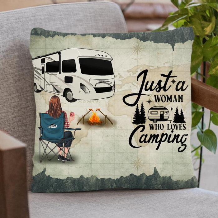 Custom Personalized Camping Pillow Cover - Upto 6 Pets - Best Gift For Dog Lovers/Cat Lovers - Let's Sit By The Campfire & Watch People Park Their Campers