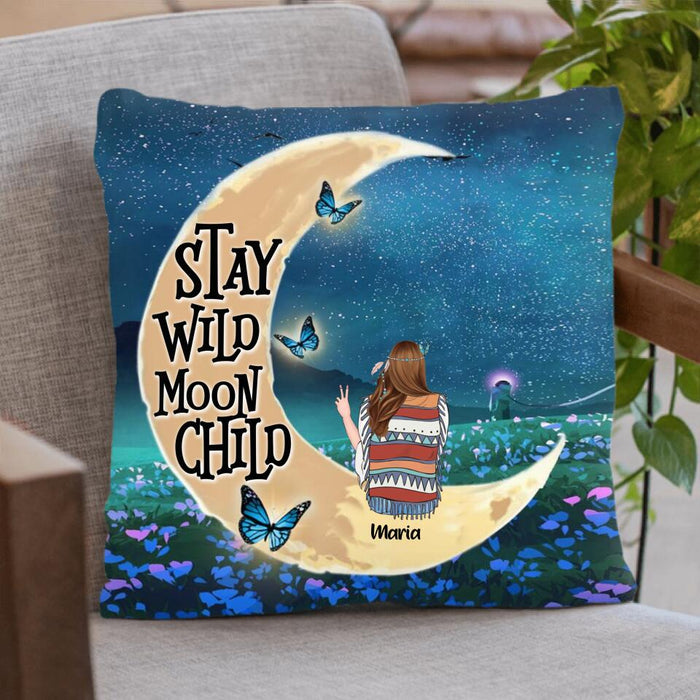 Personalized Hippie Friends Pillow Cover - Stay Wild Moon Child