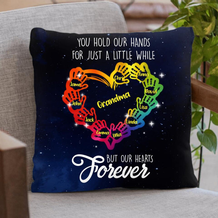 Custom Personalized Grandma Pillow Cover - Up to 10 Kids - Grandma Whenever You Touch This Heart