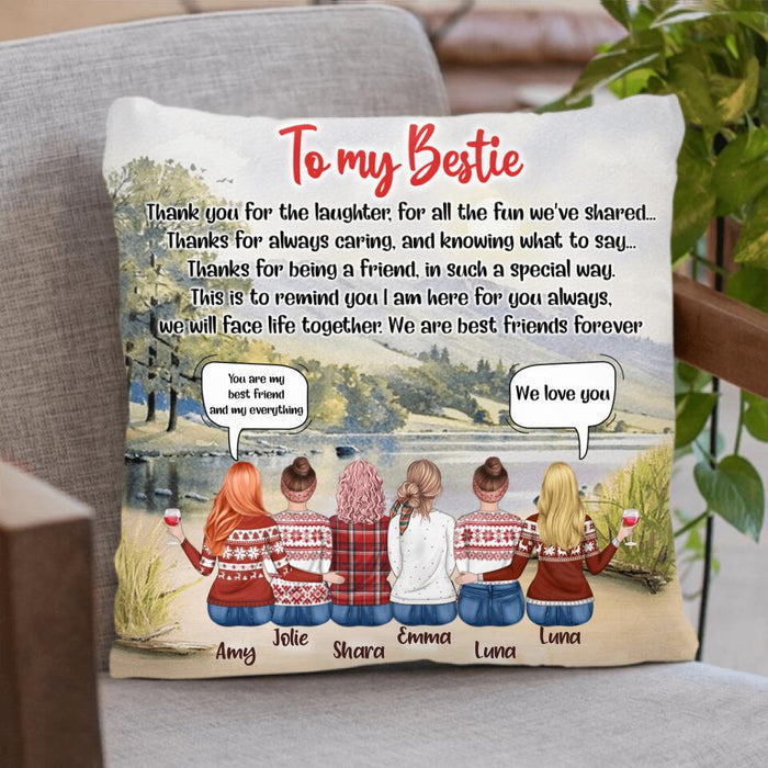 Custom Personalized Best Friends Conversation Pillow Cover - Up To 6 Bestie - Best Gift For Friends/Bestie