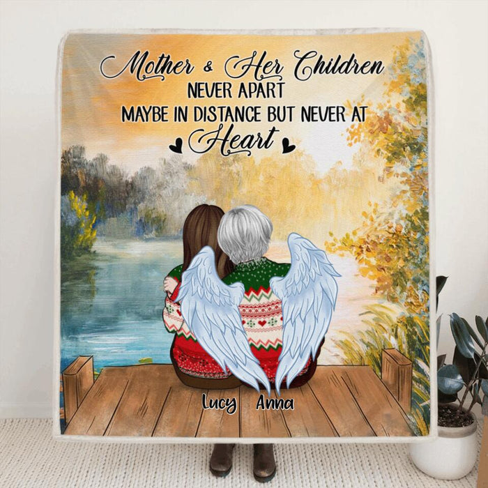 Custom Personalized Mother & Daughter Pillow Cover & Quilt/ Fleece Blanket - Mom And Upto 4 Daughters - The Love Between Mother & Her Children Is Forever