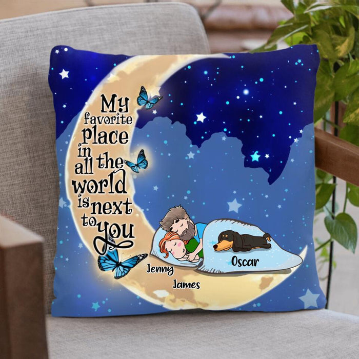 Custom Personalized Sleep On Moon Quilt/Fleece Blanket & Pillow Cover - Upto 5 Pets - Best Gift For Dog/Cat Lover - I Love You To The Moon And Back