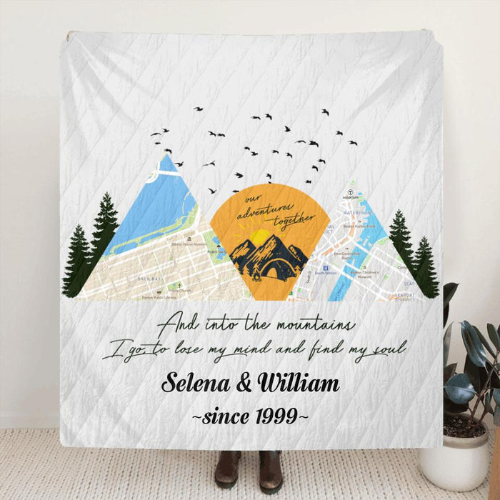 Custom Personalized Camping Map Pillow Cover & Quilt/Fleece Blanket  - Upto 6 Maps - Best Gift For Camping Lovers - Taking Memories And Leaving Footprints