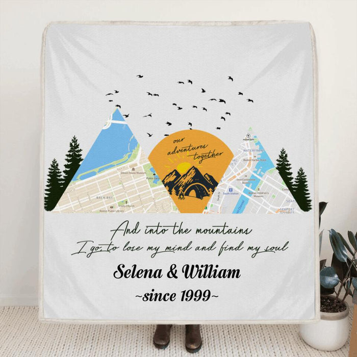 Custom Personalized Camping Map Pillow Cover & Quilt/Fleece Blanket  - Upto 6 Maps - Best Gift For Camping Lovers - Taking Memories And Leaving Footprints