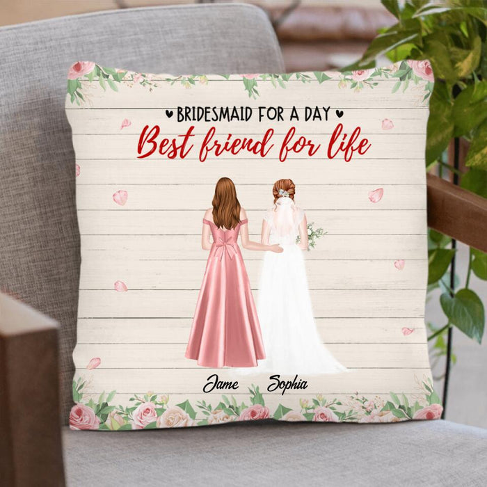 Custom Personalized Bridesmaids Best Friends Pillow Cover - Upto 5 Friends - Best Gift Idea For Wedding Day - Bridesmaid For A Day, Best Friend For Life