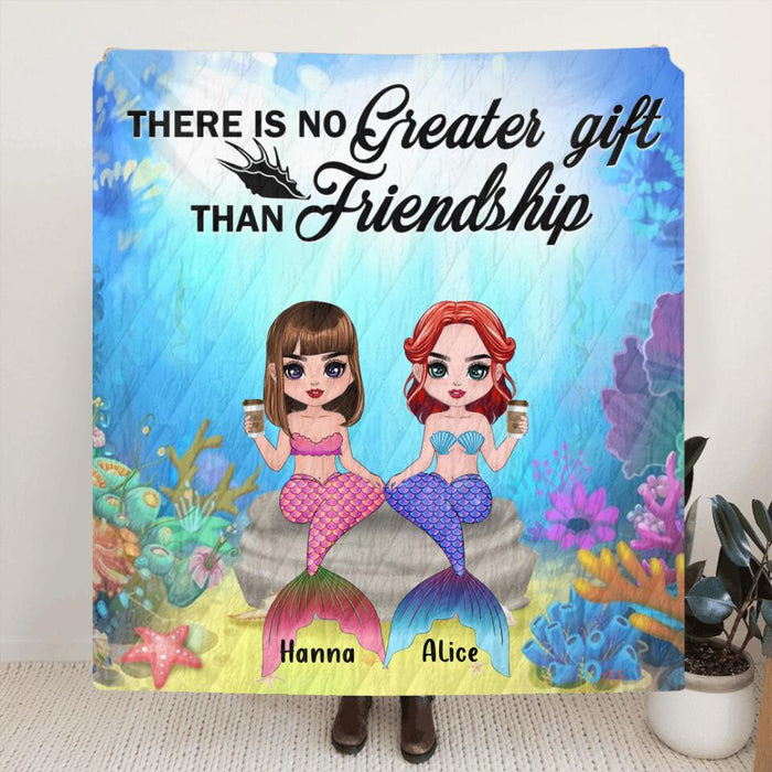 Custom Personalized Mermaid Friends/Sisters Pillow Cover & Quilt/ Fleece Blanket - Upto 4 Mermaids - There Is No Greater Gift Than Friendship