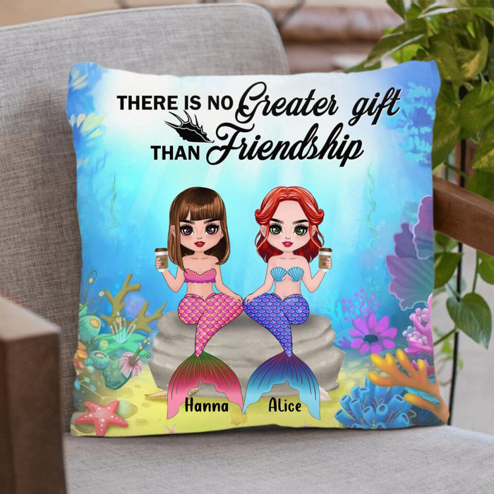 Custom Personalized Mermaid Friends/Sisters Pillow Cover & Quilt/ Fleece Blanket - Upto 4 Mermaids - There Is No Greater Gift Than Friendship