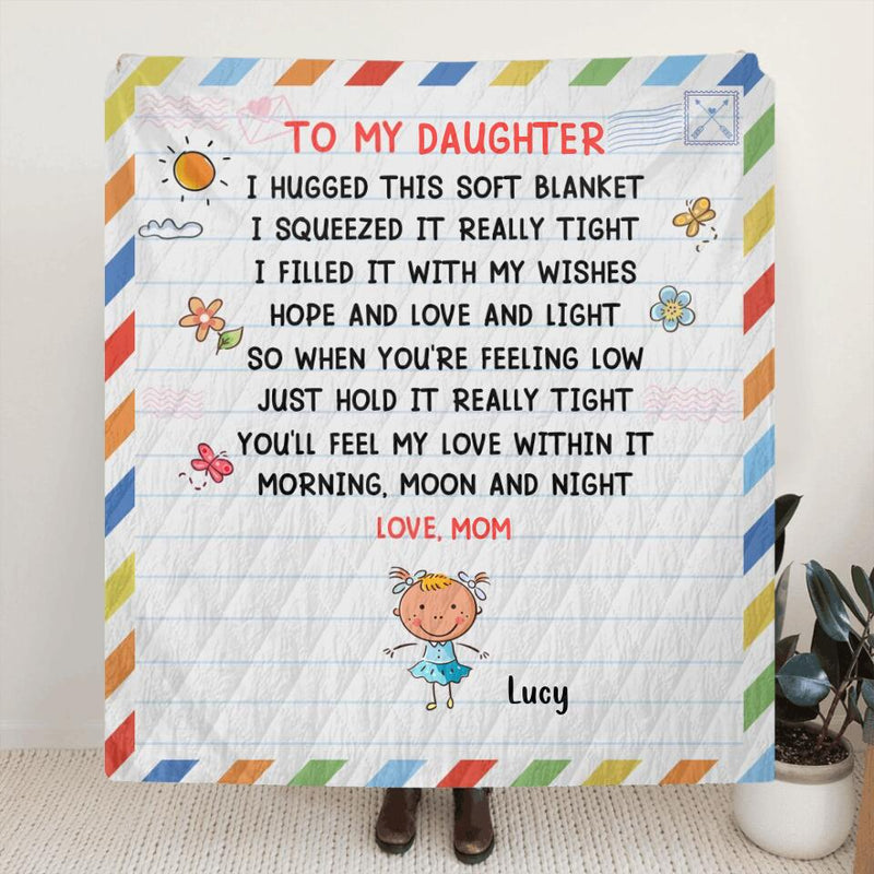 Personalized To My Daughter Pillow Cover/Quilt/Fleece Blanket - Up to 14 Kids - Gift Idea For Family