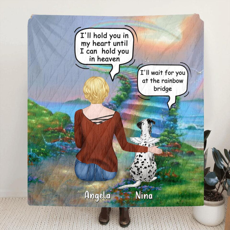 Personalized Memorial Dog Quilt/Fleece Blanket/Pillow Cover - Up to 4 Dogs - Memorial Gift For Dog Lovers
