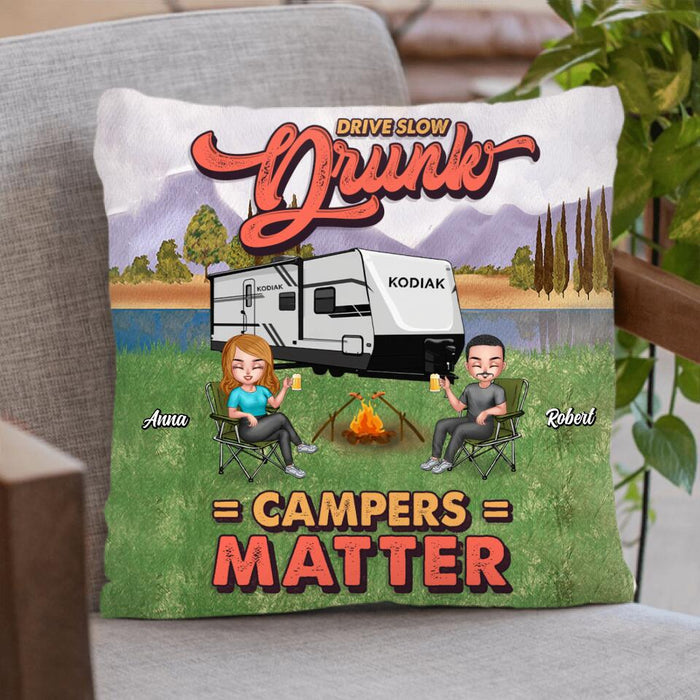 Custom Personalized Camping Pillow Cover - Gift For Camping Lovers with up to 4 people -  Weekend Forecast: Camping With A Chance Of Drinking