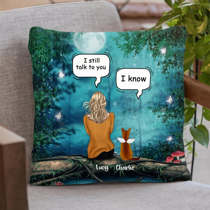 Custom Personalized Cat Memorial Pillow Cover & Quilt/ Fleece Blanket - Upto 5 Cats - Best Gift For Cat Lover - I Still Talk To You