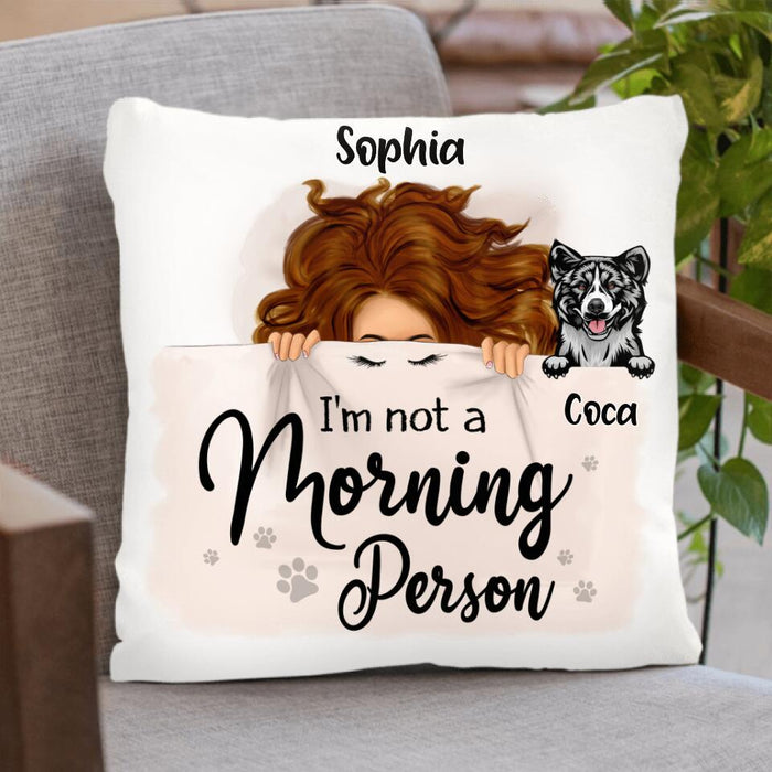 Custom Personalized Sleeping Girl  Pillow Cover & Fleece/ Quilt Blanket - Upto 6 Dogs  - Best Gift For Dog Lovers - I Like To Stay In Bed With My Dogs