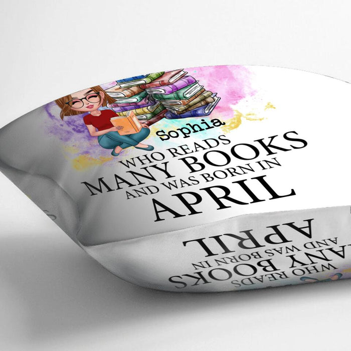 Custom Personalized Old Lady Book Pillow Cover - Gift Idea For Books Lover - Never Underestimate An Old Lady Who Reads Many Books And Was Born In April