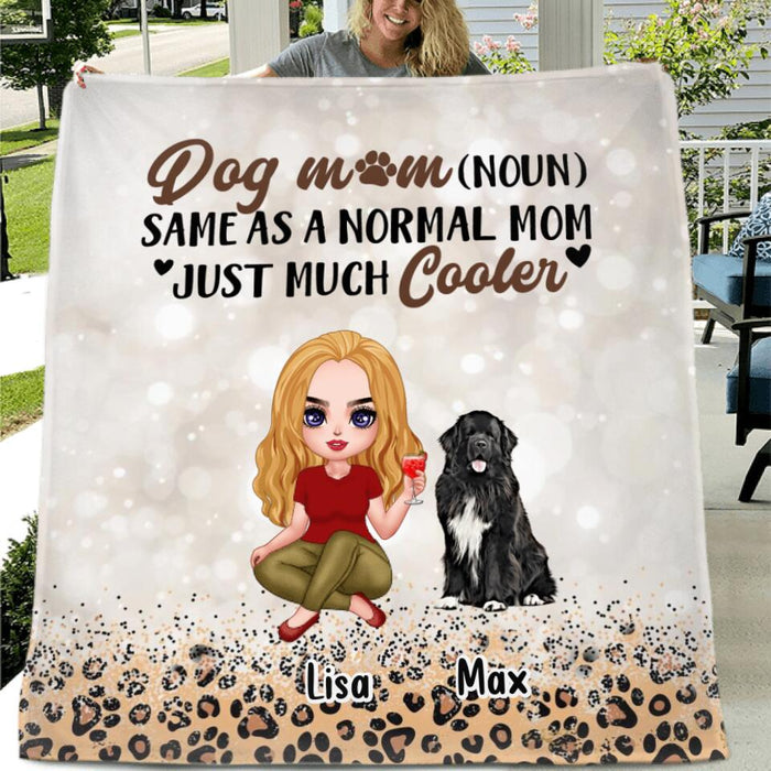 Custom Personalized Dog Mom Quilt/Fleece Blanket & Pillow Cover - Upto 6 Dogs - Best Gift For Dog Lover - Crazy Dog Mom