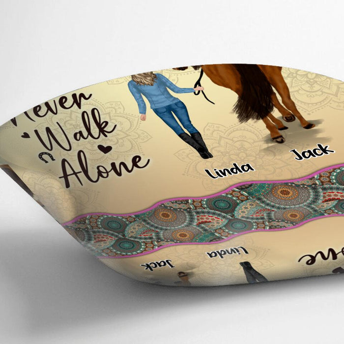 Custom Personalized Horse Girl Pillow Cover - Upto 4 Horses - Gift Idea For Horse Lovers - Never Walk Alone