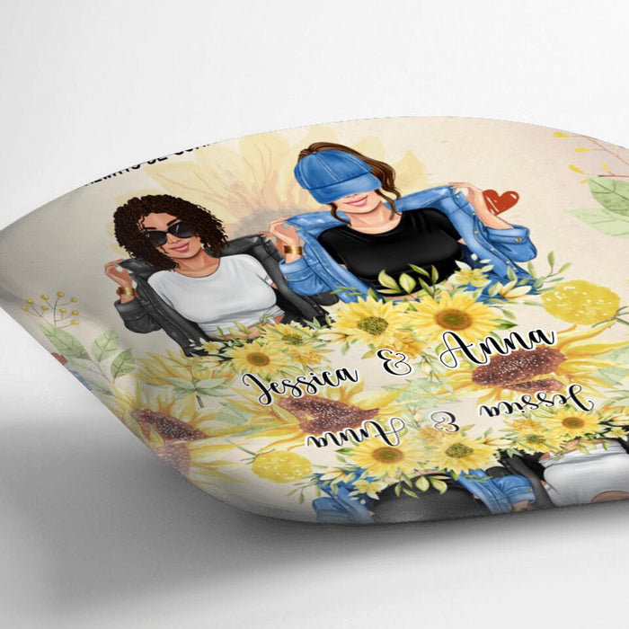 Custom Personalized Friends Pillow Cover - Upto 4 Girls - Gift Idea For Best Friends - Side By Side Or Miles Apart Friends Will Always Be Connected By Heart