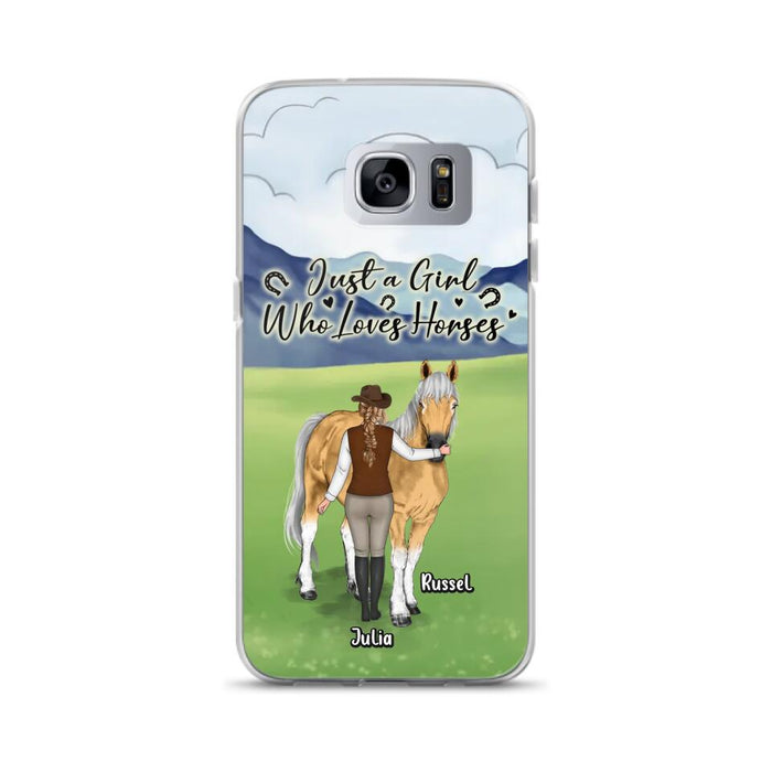 Custom Personalized Horse Girl Phone Case - Gift Idea For Horse Lovers/Horse Owners - Just A Girl Who Loves Horses - Case For iPhone & Samsung