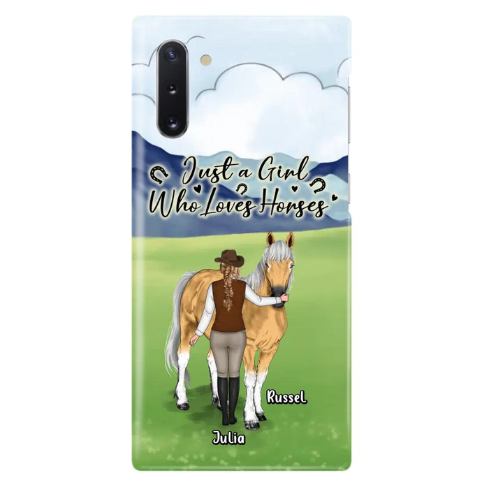 Custom Personalized Horse Girl Phone Case - Gift Idea For Horse Lovers/Horse Owners - Just A Girl Who Loves Horses - Case For iPhone & Samsung