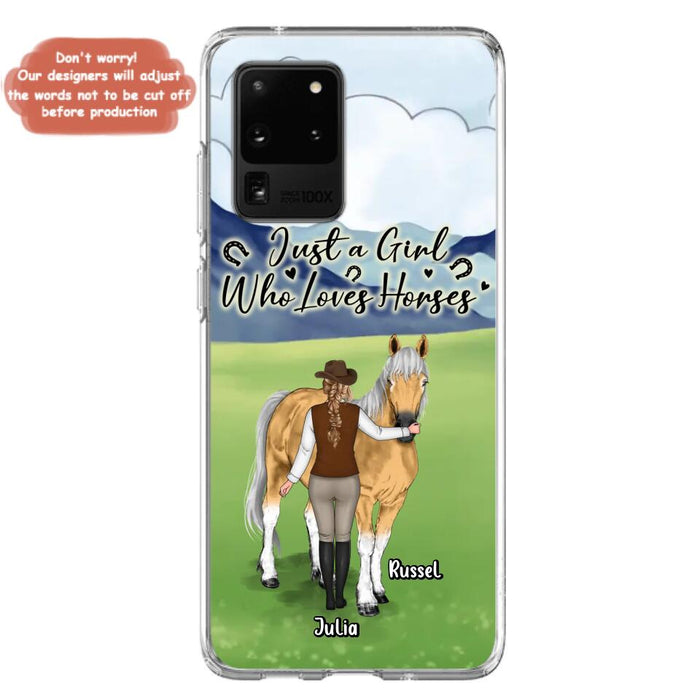 Custom Personalized Horse Girl Phone Case - Gift Idea For Horse Lovers/Horse Owners - Just A Girl Who Loves Horses - Case For iPhone & Samsung