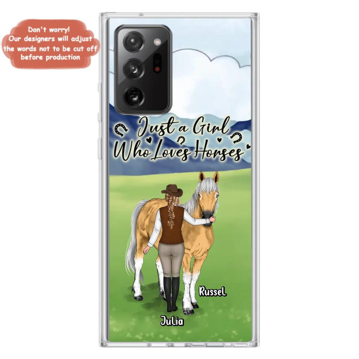 Custom Personalized Horse Girl Phone Case - Gift Idea For Horse Lovers/Horse Owners - Just A Girl Who Loves Horses - Case For iPhone & Samsung