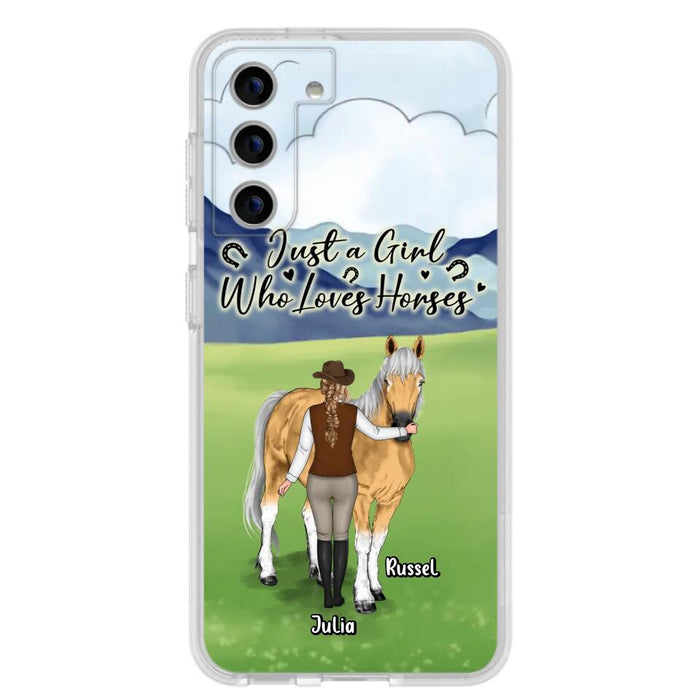 Custom Personalized Horse Girl Phone Case - Gift Idea For Horse Lovers/Horse Owners - Just A Girl Who Loves Horses - Case For iPhone & Samsung