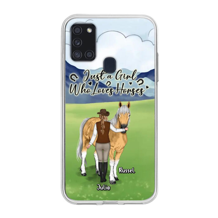 Custom Personalized Horse Girl Phone Case - Gift Idea For Horse Lovers/Horse Owners - Just A Girl Who Loves Horses - Case For iPhone & Samsung