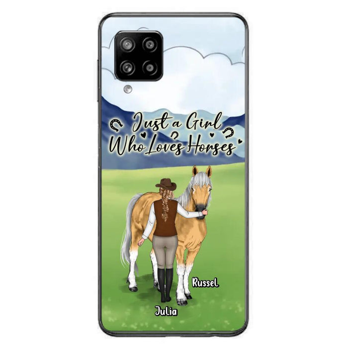 Custom Personalized Horse Girl Phone Case - Gift Idea For Horse Lovers/Horse Owners - Just A Girl Who Loves Horses - Case For iPhone & Samsung