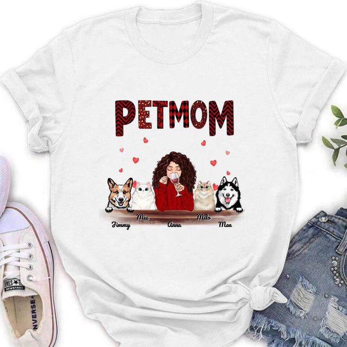 Custom Personalized Dog/Cat T-shirt/Hoodie/Long Sleeves/Sweater -  Gift For Dog Mom/Cat Mom - Up to 4 Pets