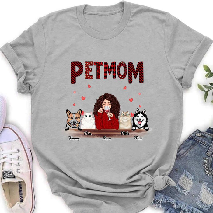 Custom Personalized Dog/Cat T-shirt/Hoodie/Long Sleeves/Sweater -  Gift For Dog Mom/Cat Mom - Up to 4 Pets