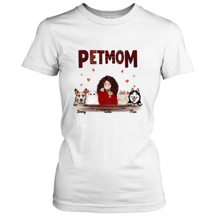 Custom Personalized Dog/Cat T-shirt/Hoodie/Long Sleeves/Sweater -  Gift For Dog Mom/Cat Mom - Up to 4 Pets