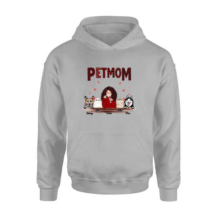 Custom Personalized Dog/Cat T-shirt/Hoodie/Long Sleeves/Sweater -  Gift For Dog Mom/Cat Mom - Up to 4 Pets