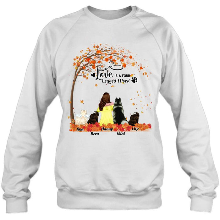 Custom Personalized Dog Mom Autumn T-shirt/Hoodie/Sweater/Long Sleeves - Gift for Dog Mom - Up to 4 Dogs