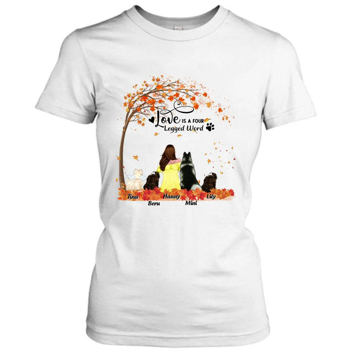 Custom Personalized Dog Mom Autumn T-shirt/Hoodie/Sweater/Long Sleeves - Gift for Dog Mom - Up to 4 Dogs