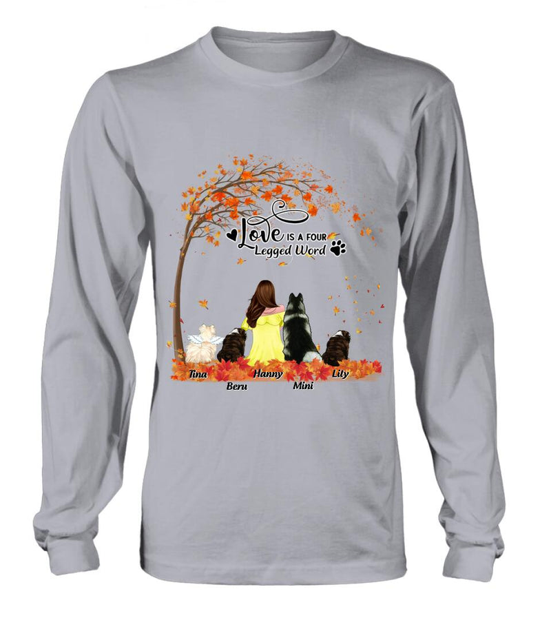 Personalized Dog Mom Autumn T-shirt/Hoodie/Sweater/Long Sleeves - Gift for Dog Mom - Up to 4 Dogs