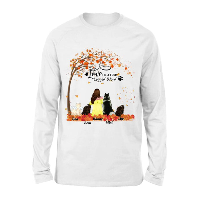 Custom Personalized Dog Mom Autumn T-shirt/Hoodie/Sweater/Long Sleeves - Gift for Dog Mom - Up to 4 Dogs