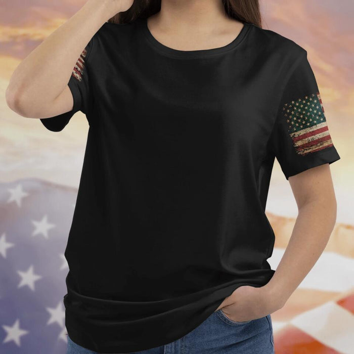 Custom Personalized Female Veteran All-Over Print T-Shirt - Gift Idea For Female Veteran/ Veterans Day - Never Underestimate A Woman With A Military Background