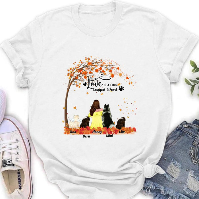 Custom Personalized Dog Mom Autumn T-shirt/Hoodie/Sweater/Long Sleeves - Gift for Dog Mom - Up to 4 Dogs