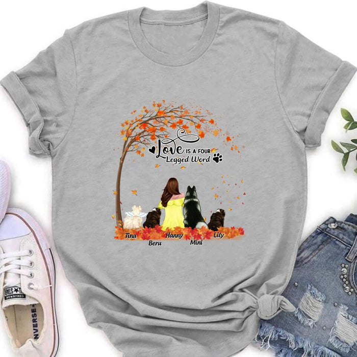 Custom Personalized Dog Mom Autumn T-shirt/Hoodie/Sweater/Long Sleeves - Gift for Dog Mom - Up to 4 Dogs