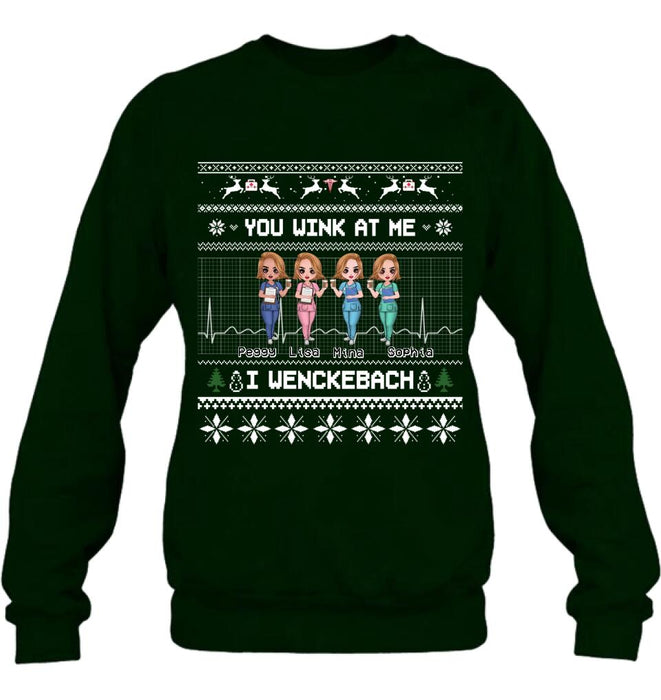 Personalized Nurses Shirt - Up to 4 Nurses - Christmas Gift Idea for Nurses/Friends/Besties - You Wink At Me I Wenckeback